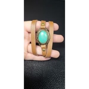 Premier Designs Desert Diva Wrap Bracelet Reversible Used Turquoise Gold Strap